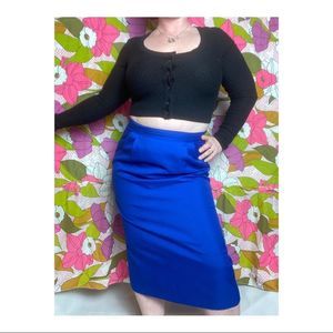 Vintage 80s Allure Pleat Front Midi Skirt Military Style Pencil Sz14 Union Label